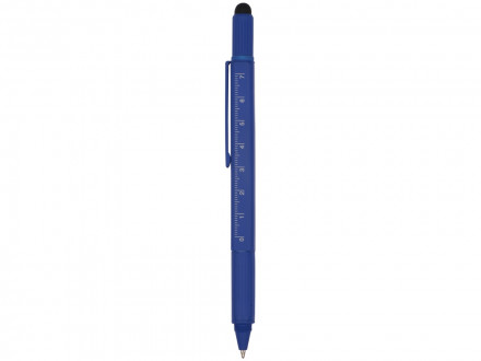 Ручка шариковая металлическая Tool, синий. Встроенный уровень, мини отвертка, стилус (Р)