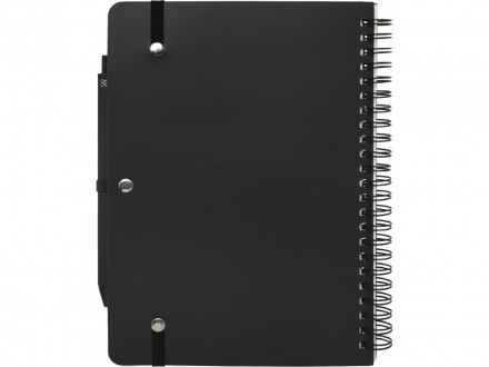 Блокнот Thalaasa формата А5 в твердой обложке из океанического пластика с шариковой ручкой - сплошной черный