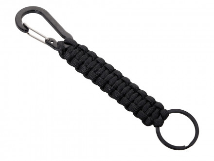 Брелок-веревочка Austere с карабином и кольцом, черный