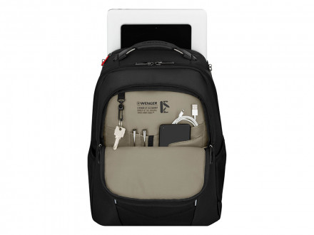 Рюкзак WENGER ALTAIR 15.6, черный, переработанный ПЭТ/Полиэстер, 32х21х44 см, 22 л.