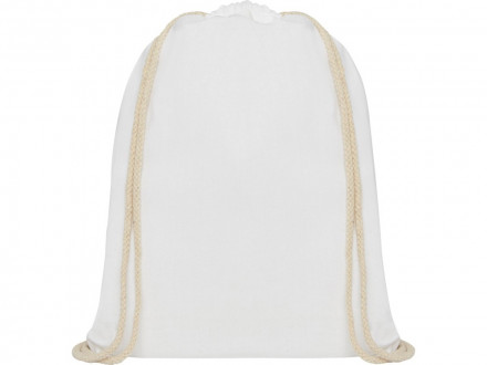 Рюкзак со шнурком Oregon хлопка плотностью 140 г/м2, белый