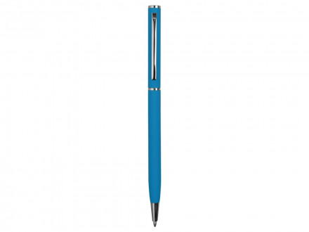 Ручка металлическая шариковая Атриум с покрытием софт-тач, голубой