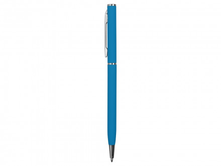 Ручка металлическая шариковая Атриум с покрытием софт-тач, голубой