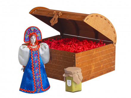 Подарочный набор: кукла фарфоровая, крем-мед, красный