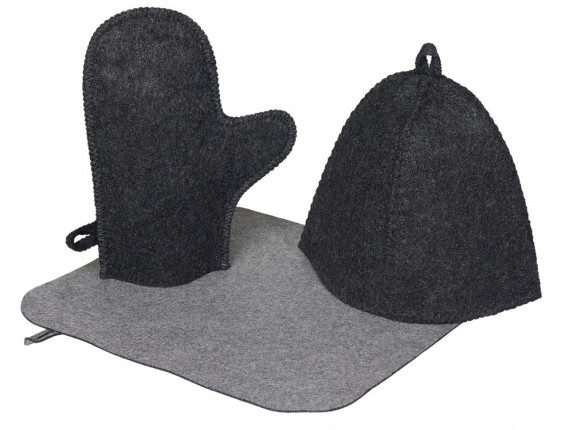 Банный набор из шапки, рукавицы и коврика Calm, серый