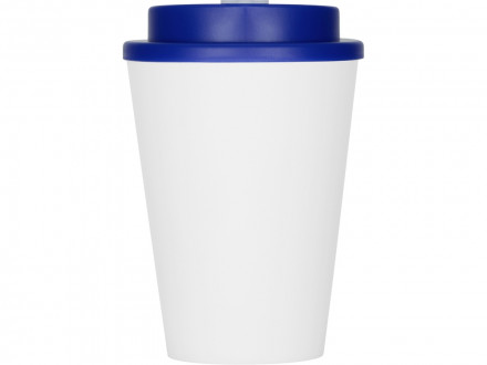 Пластиковый стакан Take away с двойными стенками и крышкой с силиконовым клапаном, 350 мл, белый/темно-синий