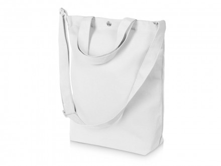 Сумка Helfer из хлопка на кнопке с регулирующейся лямкой, белый