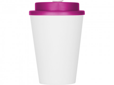 Пластиковый стакан Take away с двойными стенками и крышкой с силиконовым клапаном, 350 мл, белый/фуксия