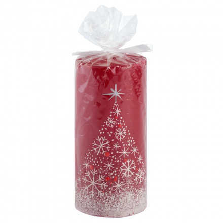 Свеча ручной работы «Снежный лес», в форме цилиндра