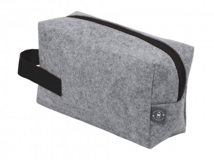 Косметичка из РПЕТ фетра с ручкой Felt, серый с черным