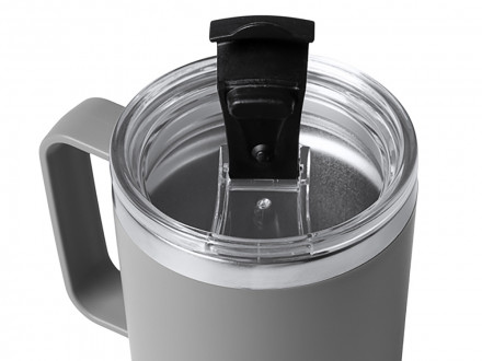 Термокружка Кенчер с двойными стенками из нержавеющей стали 304 и полипропилена, серый