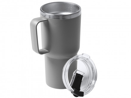 Термокружка Кенчер с двойными стенками из нержавеющей стали 304 и полипропилена, серый