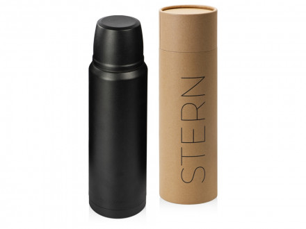 Термос с чашей и двойными медными стенками Stern, 1 л, черный