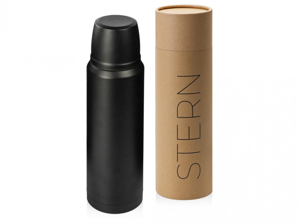 Термос с чашей и двойными медными стенками Stern, 1 л, черный