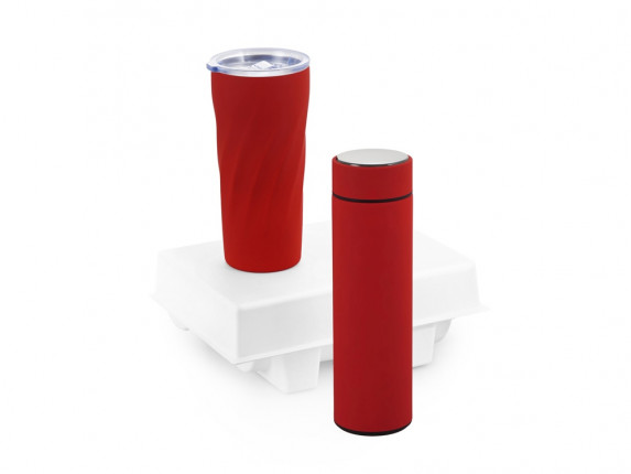 Подарочный набор FAMILY с термосом и термокружкой, красный