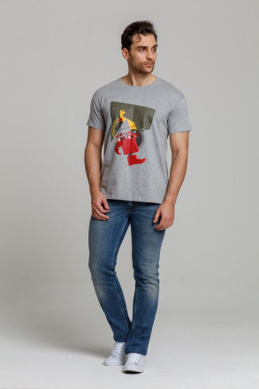 Футболка «На шаг впереди», серый меланж