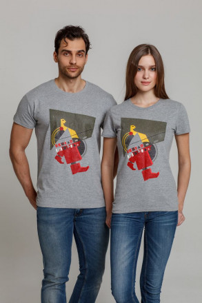 Футболка «На шаг впереди», серый меланж