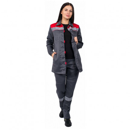 Костюм рабочий женский «Весна», серый с красным