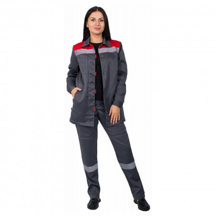Костюм рабочий женский «Весна», серый с красным