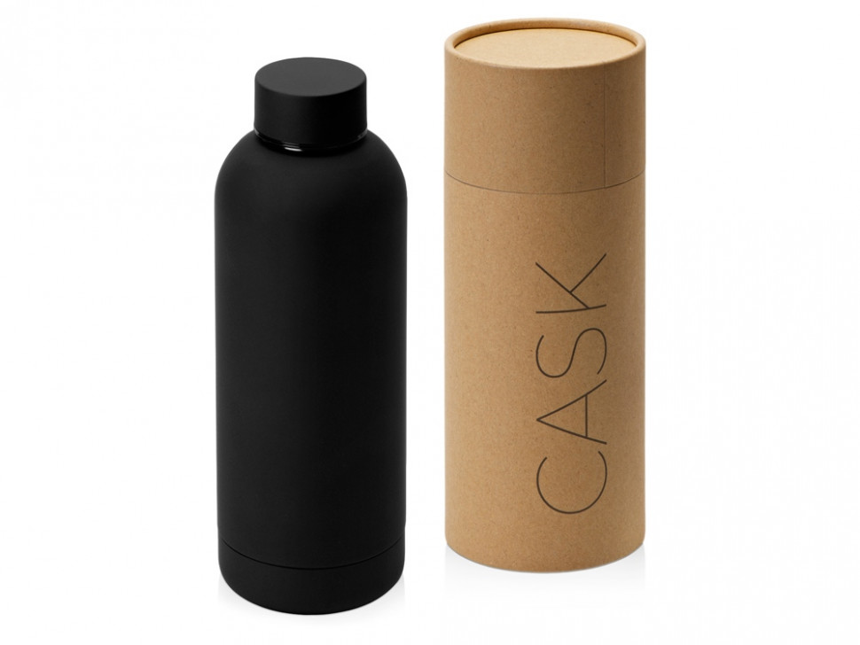 Вакуумная термобутылка Cask Waterline, soft touch, 500 мл, тубус, черный