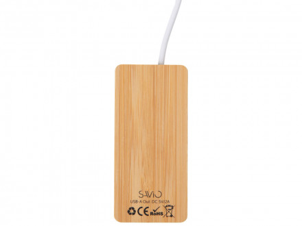 USB хаб с подсветкой лого Reedia S5, 3*USB, 1*Type C, бамбук, черный