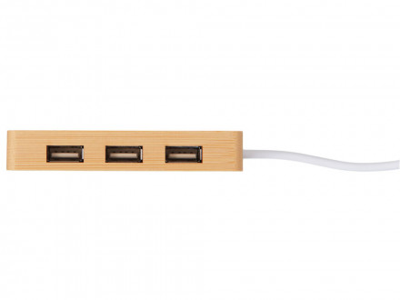 USB хаб с подсветкой лого Reedia S5, 3*USB, 1*Type C, бамбук, черный