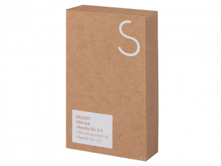 USB хаб с подсветкой лого Reedia S5, 3*USB, 1*Type C, бамбук, черный