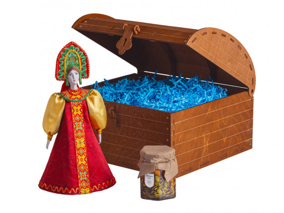 Подарочный набор: кукла фарфоровая, мед, красный