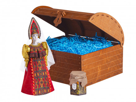 Подарочный набор: кукла фарфоровая, мед, красный