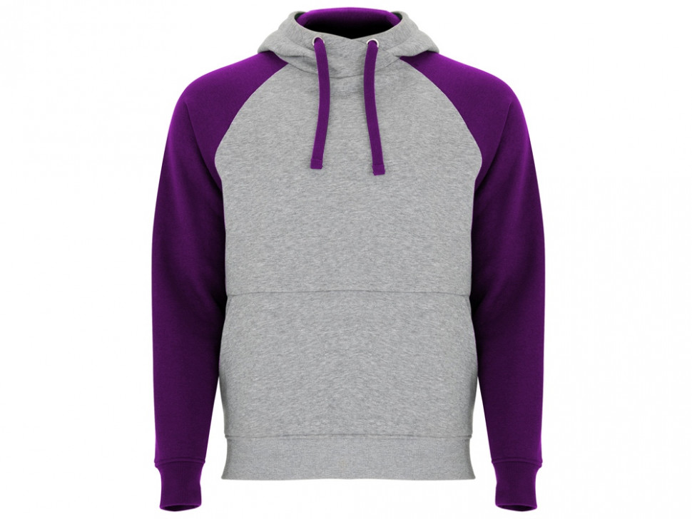 Толстовка с капюшоном Badet мужской, серый меланж/фиолетовый