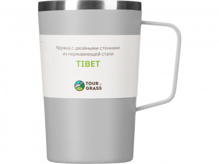 Стальная кружка с двойными стенками и порошковым покрытием Tibet, серый