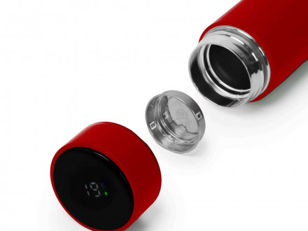 Термос FAMILY MARK LED, soft touch (Красный)