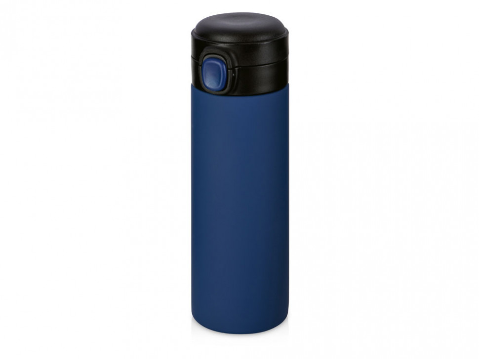 Вакуумная термокружка Waterline c кнопкой Guard, 400 мл, тубус, темно-синий