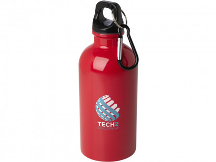 Одностенная бутылка для воды с карабином Oregon, изготовленная из нержавеющей стали, сертифицированной по стандарту RCS, объемом 400 мл - Красный