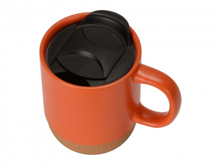 Кружка Denpasar с пробковым дном и крышкой, цветная с двух сторон, оранжевый (Р)