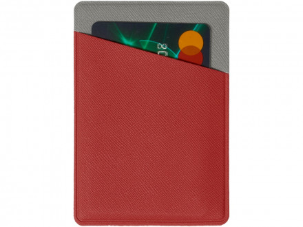 Картхолдер на 3 карты типа бейджа Favor, красный/серый