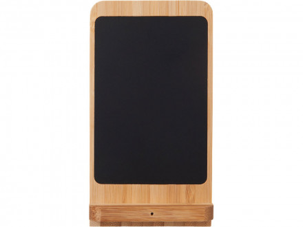 Беспроводное зарядное устройство 2-в-1 с подсветкой лого Reedia S4, 15 Вт, бамбук, черный