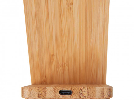 Беспроводное зарядное устройство 2-в-1 с подсветкой лого Reedia S4, 15 Вт, бамбук, черный