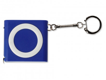 Брелок-рулетка с фонариком. 1 м., синий/белый