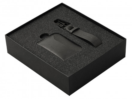 Подарочный набор Long River: картхолдер, ремешок для ключей, черная коробка