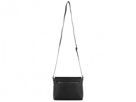 Сумка наплечная женская BUGATTI Bella, чёрная, воловья кожа/полиэстер, 25х8х20 см