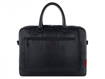 Портфель мужской BUGATTI Clark, чёрный, воловья кожа/полиэстер, 40х9,5х29 см, 10 л