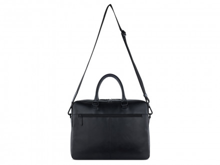 Портфель мужской BUGATTI Clark, чёрный, воловья кожа/полиэстер, 40х9,5х29 см, 10 л