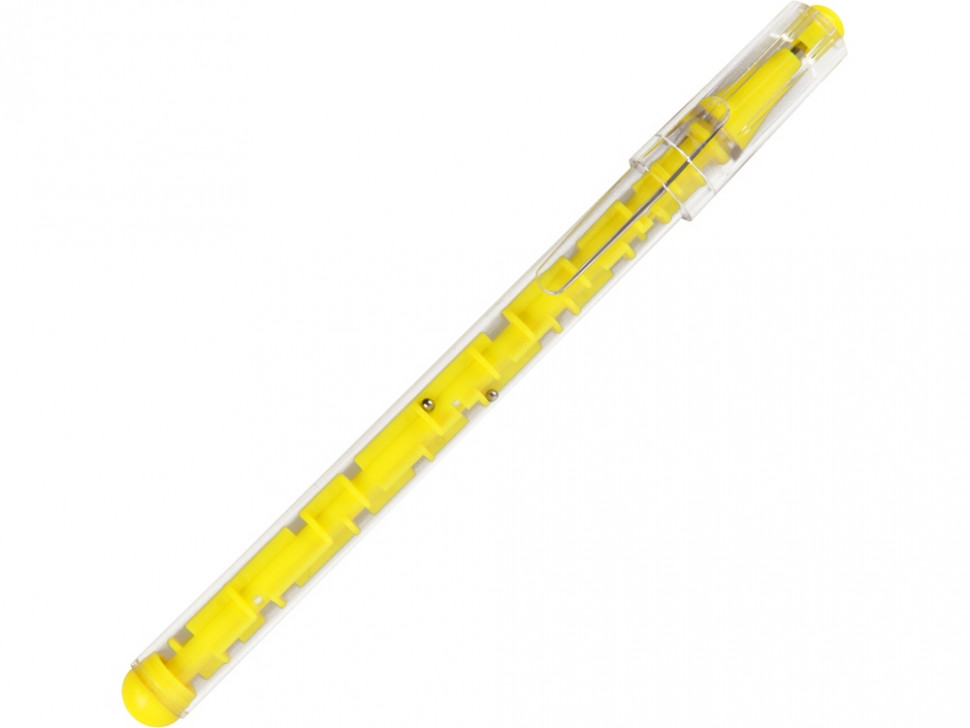 Ручка шариковая Лабиринт с головоломкой желтая