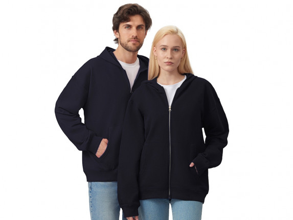 Толстовка оверсайз с капюшоном на молнии Monaco, темно-синий