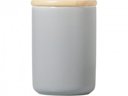 Кружка с ручкой и крышкой из каучукового дерева Jeny, серый