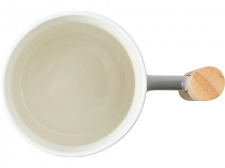 Кружка с ручкой и крышкой из каучукового дерева Jeny, серый