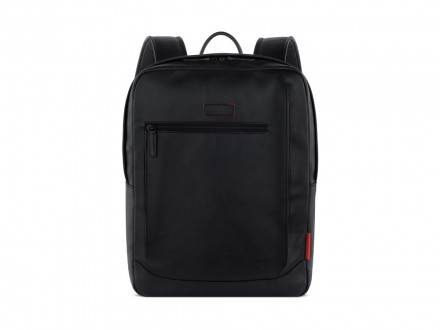 Рюкзак мужской BUGATTI Clark, чёрный, воловья кожа/полиэстер, 30х10х40 см, 12 л