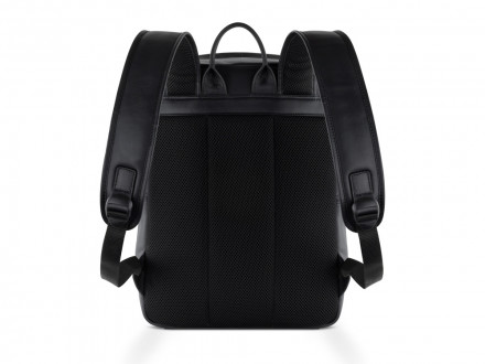 Рюкзак мужской BUGATTI Clark, чёрный, воловья кожа/полиэстер, 30х10х40 см, 12 л