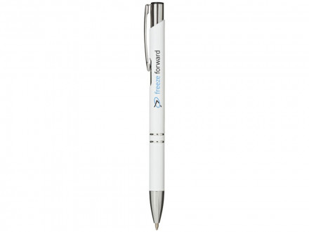 Алюминиевая шариковая кнопочная ручка Moneta, синие чернила, белый